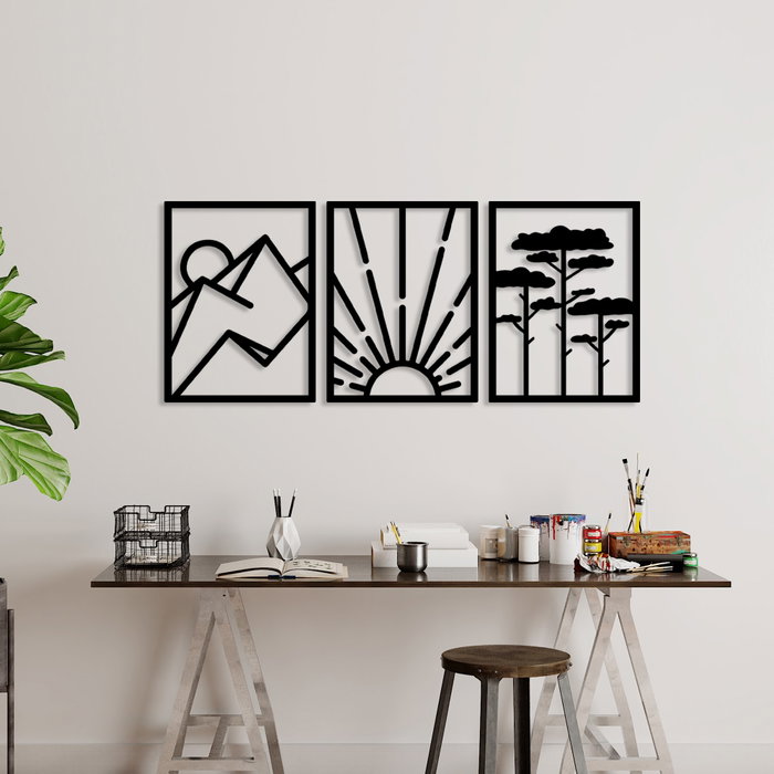Wallity Vista Trio B - Escultura de pared de metal negra (3 piezas) Wallity Vista Trio B - Escultura de pared de metal negra (3 piezas)